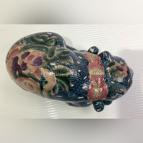 Mosaic Ceramic Japanese Sleeping Cat Sculpture Vintage - Picture 6 of 9